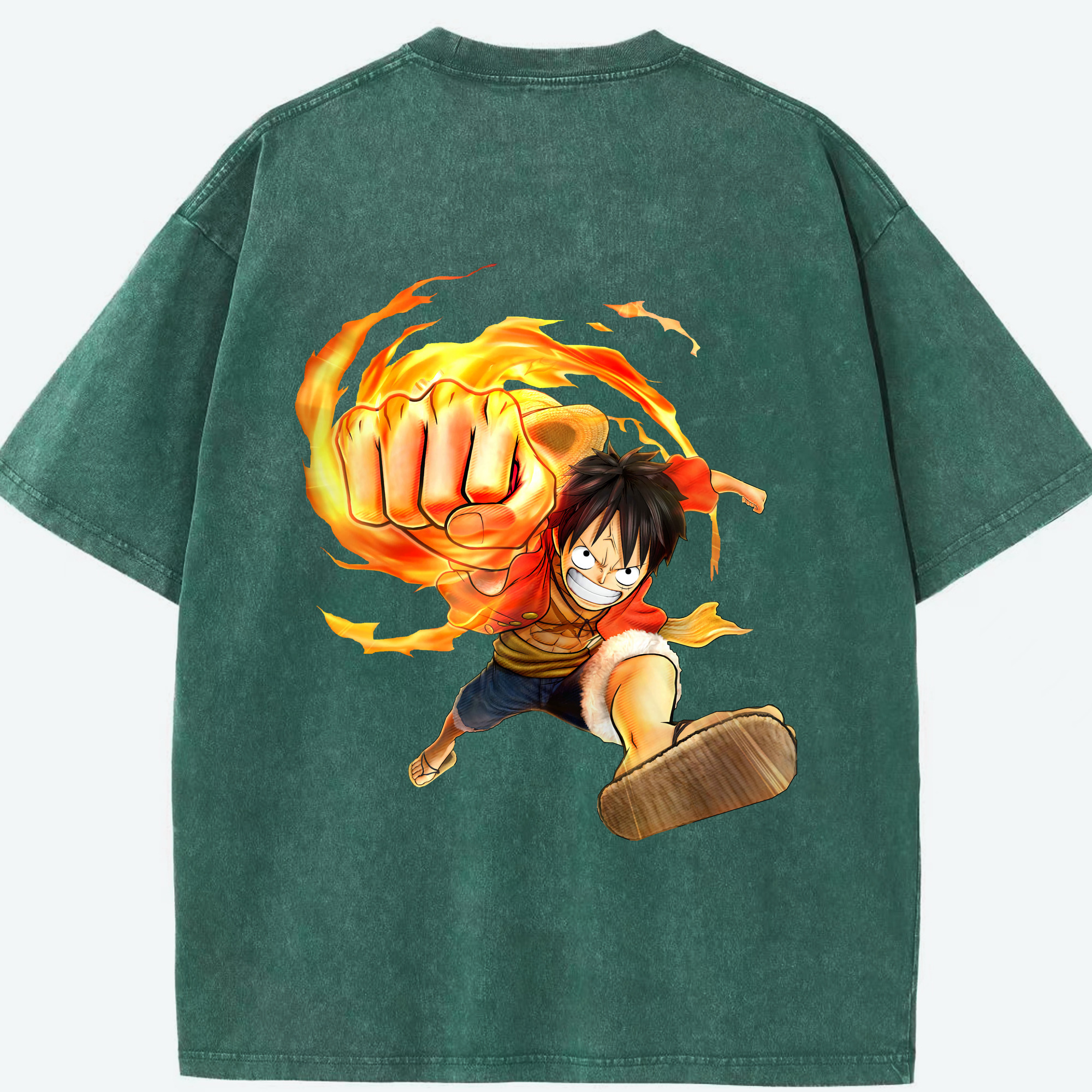 ワンピース モンキー・D・ルフィ ONE PIECE Monkey D. Luffy 綿100% ヴィンテージ風 半袖Tシャツ（背面プリント）